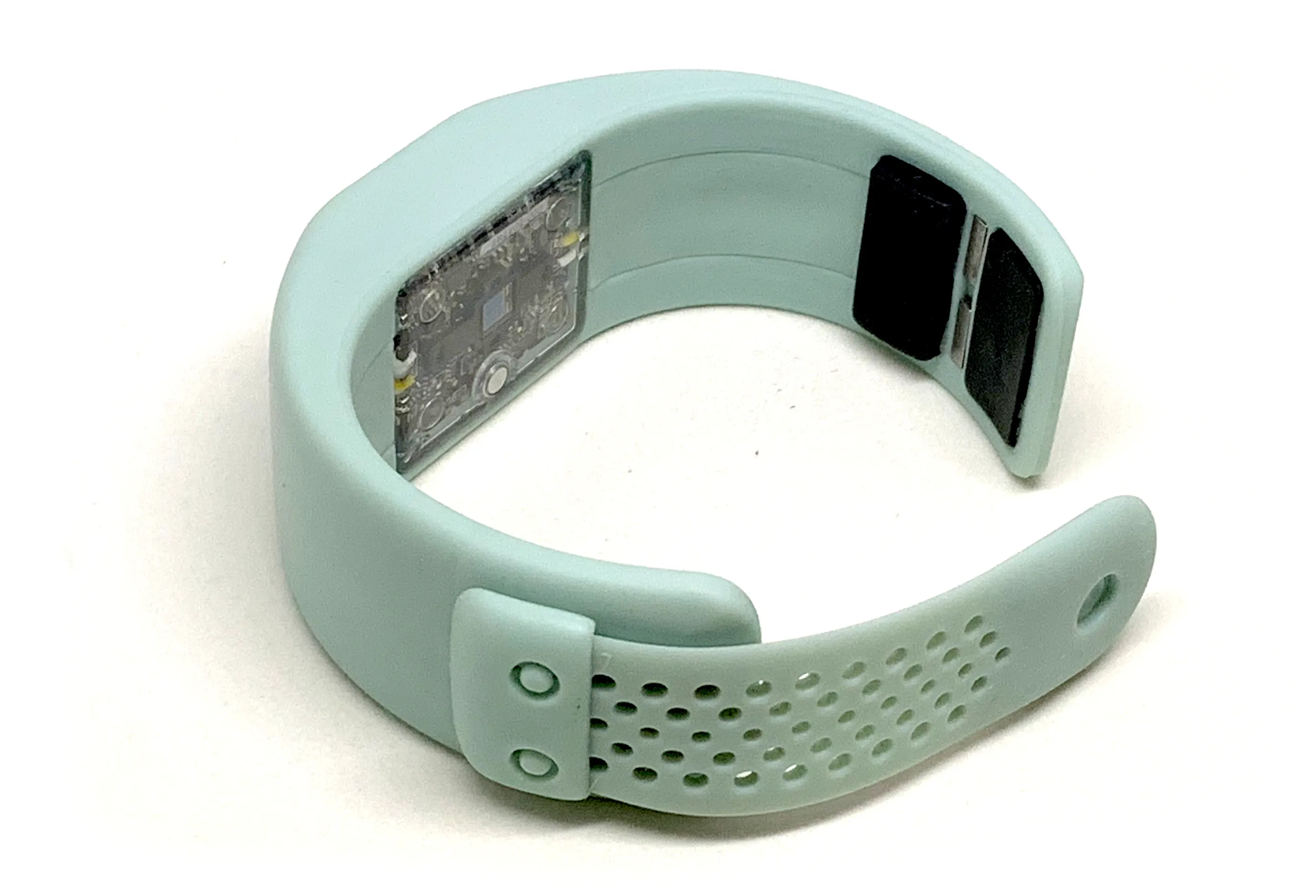 Sensor side of the CorBand wrist-worn physiological monitor